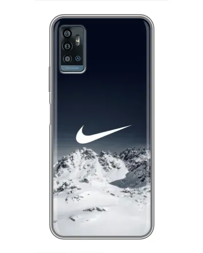 Чехол для ZTE Blade A71 с картинкой «Nike — зимние горы»