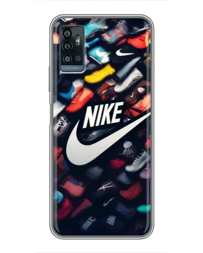 Чехол для ZTE Blade A71 с картинкой «Коллекция кроссовок Nike»
