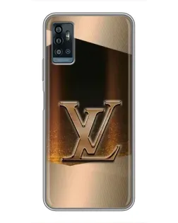 Чехол для ZTE Blade A71 с картинкой «LV — золотое сияние»