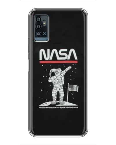 Чехол для ZTE Blade A71 с картинкой «NASA — шагаем по Луне»