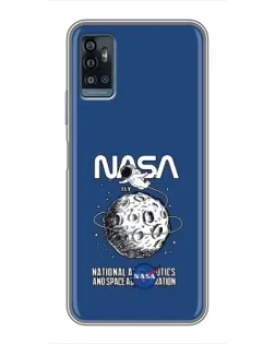 Чехол для ZTE Blade A71 с картинкой «NASA — лунная миссия»