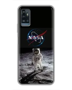 Чехол для ZTE Blade A71 с картинкой «Астронавт на Луне»