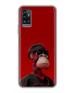 Чехол для ZTE Blade A71 с картинкой «Bored Ape в красном»