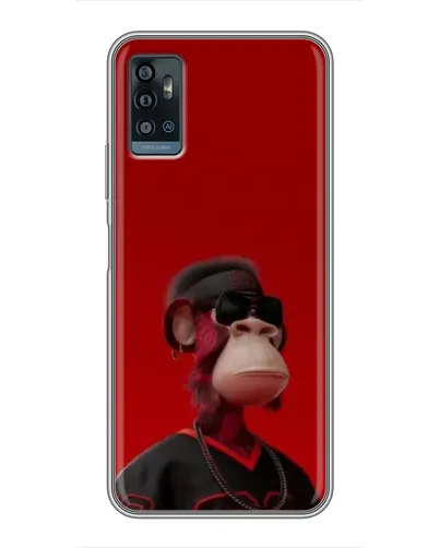 Чехол для ZTE Blade A71 с картинкой «Bored Ape в красном»