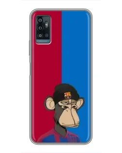 Чехол для ZTE Blade A71 с картинкой «Bored Ape — фанат Барсы»