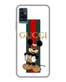 Чехол для ZTE Blade A71 с картинкой «Микки Маус Gucci — полосы»