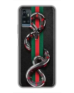 Чехол для ZTE Blade A71 с картинкой «Gucci — змея на полосе»