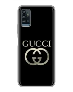 Чехол для ZTE Blade A71 с картинкой «Gucci — золото на черном»