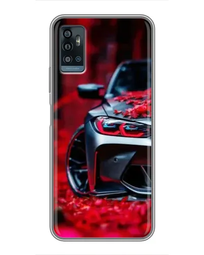 Чохол для ZTE Blade A71 з картинкою «Спортивна BMW та квіти»