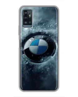 Чехол для ZTE Blade A71 с картинкой «Логотип BMW — лед»