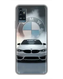 Чехол для ZTE Blade A71 с картинкой «BMW в белом дыму»