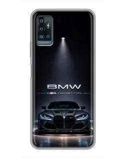 Чехол для ZTE Blade A71 с картинкой «BMW сквозь ночной город»