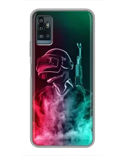 Чехол для ZTE Blade A71 с картинкой «PUBG — огненный воин»