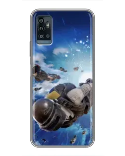 Чехол для ZTE Blade A71 с картинкой «Десант PUBG — прыжок»