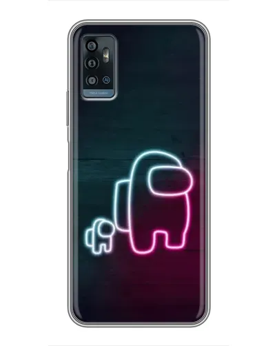 Чехол для ZTE Blade A71 с картинкой «Among Us неон-арт»