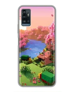 Чехол для ZTE Blade A71 с картинкой «Розовое дерево Minecraft»