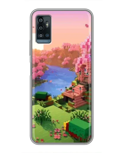 Чехол для ZTE Blade A71 с картинкой «Розовое дерево Minecraft»