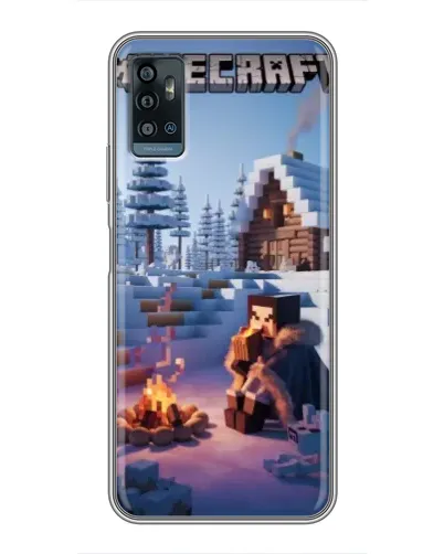 Чехол для ZTE Blade A71 с картинкой «Зимний Minecraft»