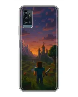 Чехол для ZTE Blade A71 с картинкой «Стив у башни»