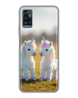 Чехол для ZTE Blade A71 с картинкой «Пара единорогов»