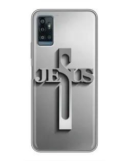 Чехол для ZTE Blade A71 с картинкой «Металлический крест Jesus»