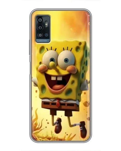 Чехол для ZTE Blade A71 с картинкой «Губка Боб прыгает»