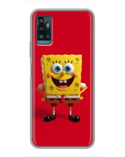 Чехол для ZTE Blade A71 с картинкой «Спанч Боб на красном»