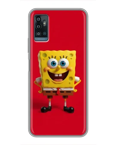 Чехол для ZTE Blade A71 с картинкой «Спанч Боб на красном»