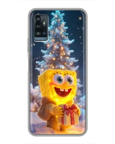 Чехол для ZTE Blade A71 с картинкой «Рождественский Спанч Боб»