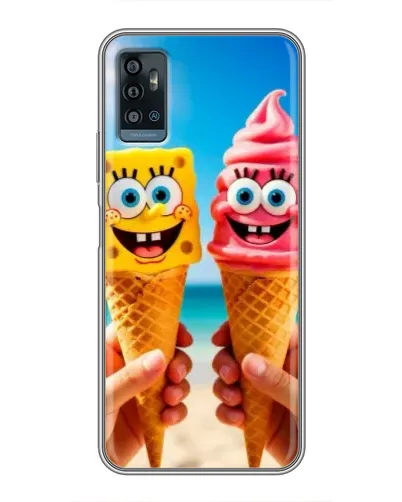 Чехол для ZTE Blade A71 с картинкой «Спанч Боб мороженое»