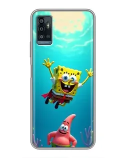 Чехол для ZTE Blade A71 с картинкой «Спанч Боб под водой»