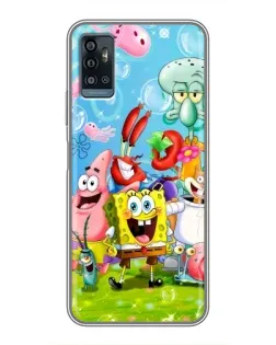 Чехол для ZTE Blade A71 с картинкой «Губка Боб и друзья»