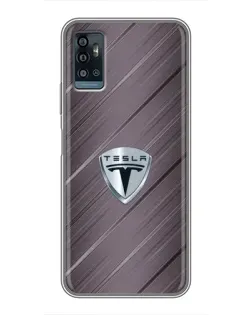 Чехол для ZTE Blade A71 с картинкой «Металлическая текстура Tesla»