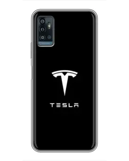Чехол для ZTE Blade A71 с картинкой «Tesla White Logo»
