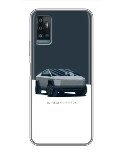 Чехол для ZTE Blade A71 с картинкой «Серебристый Cybertruck Tesla»