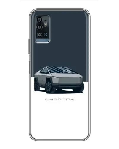 Чехол для ZTE Blade A71 с картинкой «Серебристый Cybertruck Tesla»