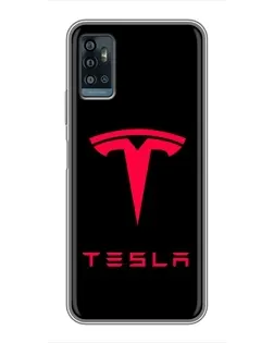 Чехол для ZTE Blade A71 с картинкой «Tesla Red Logo»