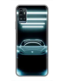 Чехол для ZTE Blade A71 с картинкой «Tesla в неоне»