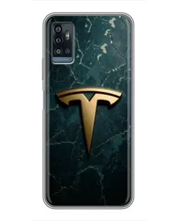 Чехол для ZTE Blade A71 с картинкой «Мраморная Tesla Gold»