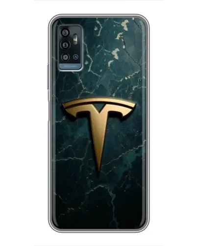 Чехол для ZTE Blade A71 с картинкой «Мраморная Tesla Gold»