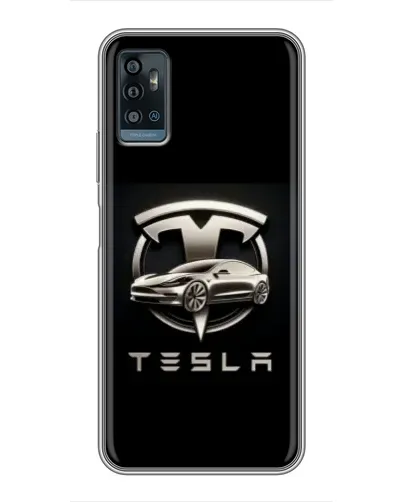 Чехол для ZTE Blade A71 с картинкой «Tesla — серебристое авто»
