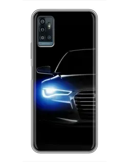 Чехол для ZTE Blade A71 с картинкой «Неоновый взгляд Audi»