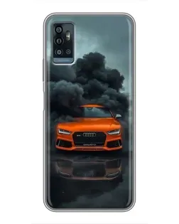 Чехол для ZTE Blade A71 с картинкой «Audi в облаках дыма»