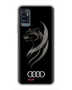 Чехол для ZTE Blade A71 с картинкой «Графика — пантера и Audi»
