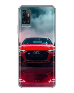 Чехол для ZTE Blade A71 с картинкой «Audi RS — красный стиль»