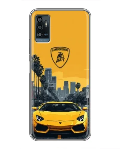Чехол для ZTE Blade A71 с картинкой «Желтый Lamborghini город»