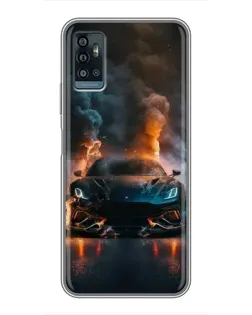 Чехол для ZTE Blade A71 с картинкой «Lamborghini дымная эстетика»