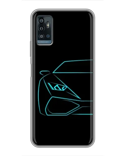 Чехол для ZTE Blade A71 с картинкой «Голубой силуэт Lamborghini»