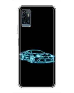 Чехол для ZTE Blade A71 с картинкой «Неоновый контур Lamborghini»
