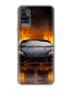Чехол для ZTE Blade A71 с картинкой «Lamborghini в огне»